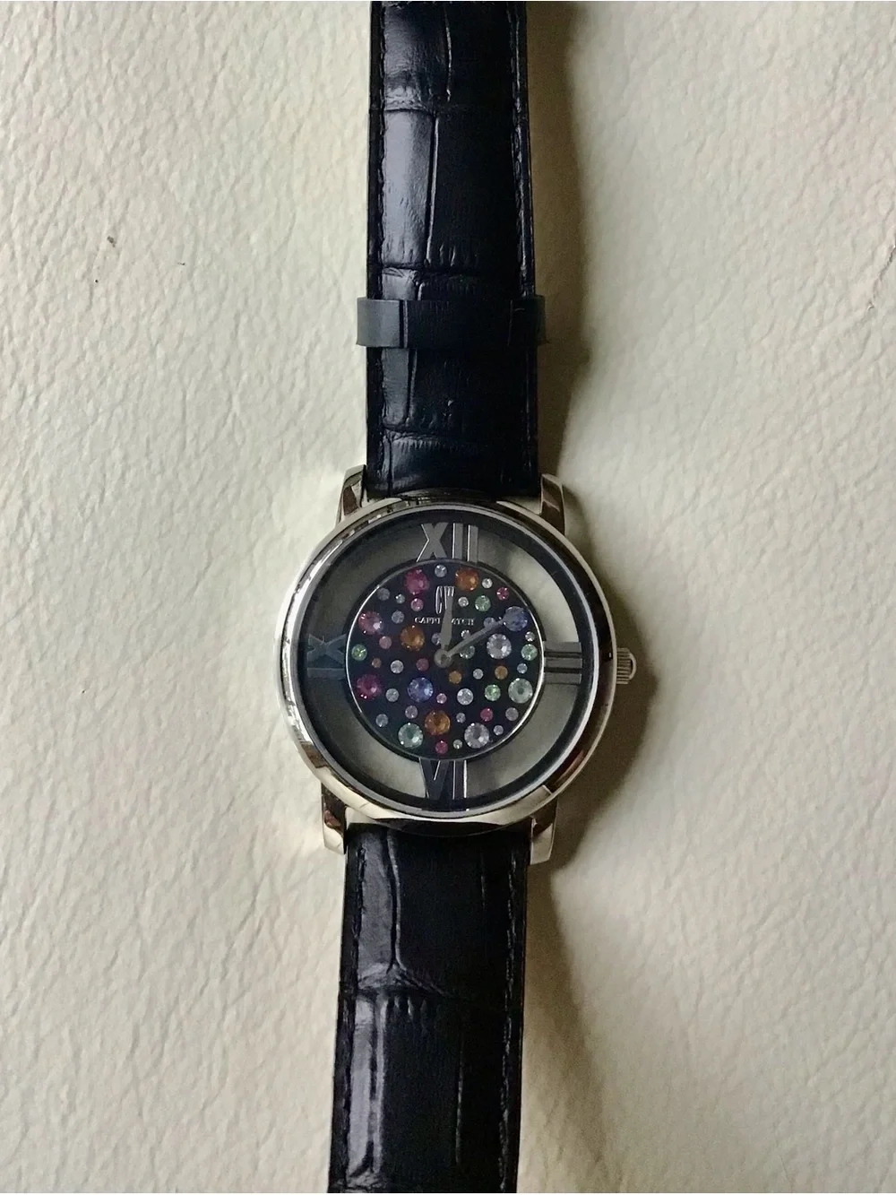 CAPRI Multijoy Steel Black Watch with Multicolored Crystal Dial